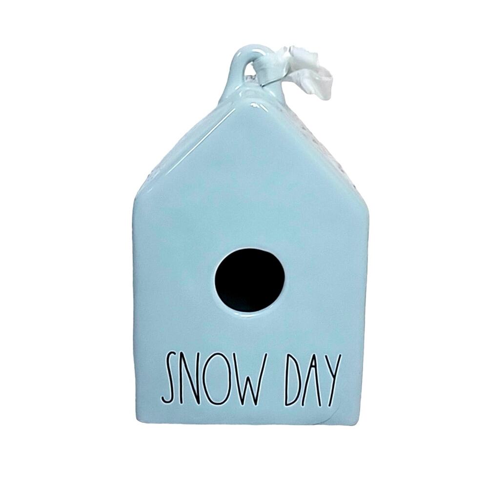 Rae Dunn Light Blue Snow Day Ceramic Birdhouse House Shaped Winter Decoration - Picture 12 of 12